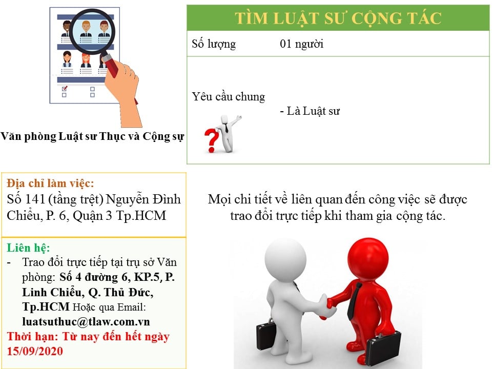 VPLS Thục và Cộng sự tuyển dụng Luật sư TP Hồ Chí Minh